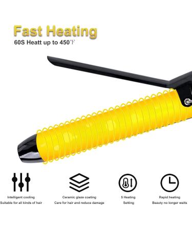 SSATISCN Curling Iron 1 1/4 inch with Ceramic Coating Barrel for Long Hair Dual Voltage Extra Long Barrel 1.25 Inch Curling Iron Instant Heat up to 450 F Hair Waving Style Tool for Women .Girls(Black) - Buy Online on GoSupps.com