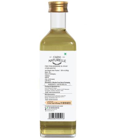 Farm Naturelle 100% Pure Natural Organic Castor Seed Oil (Hindi-Arandi Oil)(500 Ml) - Buy Online on GoSupps.com