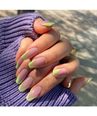 Bohen long square false fingernails French false nails glossy nails glue 24 pieces acrylic art you press on nail tips for women and girls