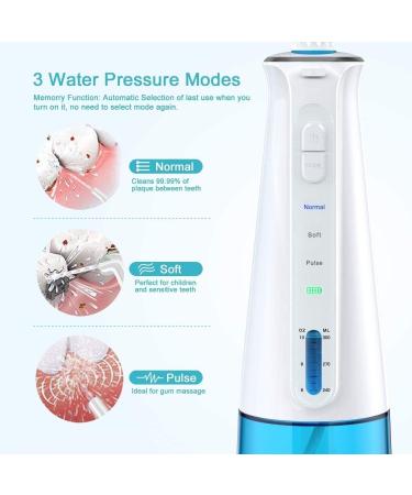 Portable Dental Oral Irrigator - 3 Modes 6 Jet Tips Rechargeable & Waterproof Teeth Cleaner for Home/Travel - 300ml Detachable Reservoir - Black & White - Buy Online on GoSupps.com