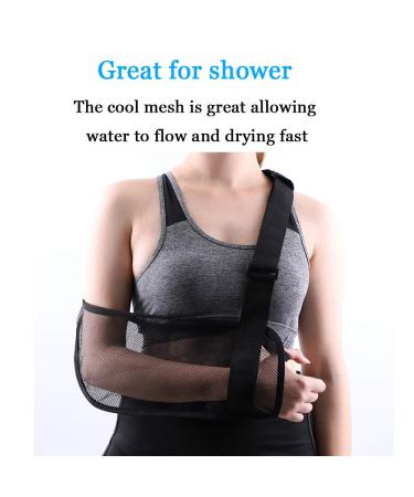 Mesh Arm Shoulder Sling for Rotator Cuff Surgery Recovery - Black | Arm Brace Support for Men and Women - Buy Online on GoSupps.com