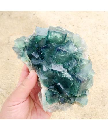 Natural Crystal Rough Home Natural Rough Quartz Stone Specimen Raw Crystal Green Fluorite Cluster Ornaments (Color : 300-500g)