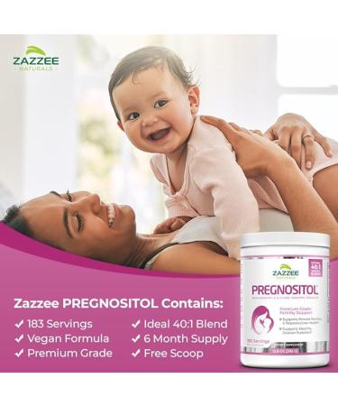 Zazzee PREGNOSITOL Powder - 6 Month Supply - Myo-Inositol and D-Chiro-Inositol Fertility Blend - Vegan and Non-GMO - 183 Servings - Buy Online on GoSupps.com