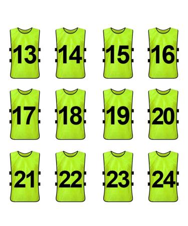 TOPTIE Sets of 12 Numbered Training Vest (#13-24), Soccer Pinnies