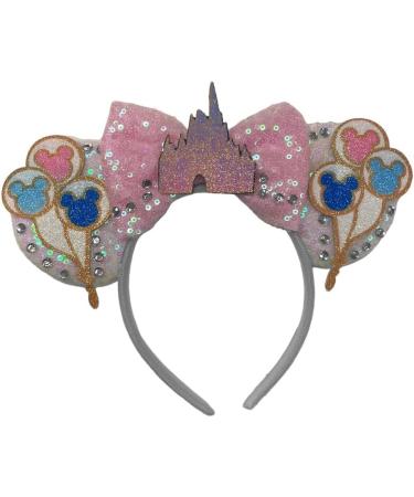 Iconic Disney Castle Display Mouse Inspired White Alice Headband With Big 5" Sequin Top Bow Handmade - Buy Online on GoSupps.com