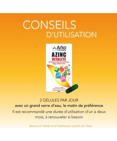 Azinc Vitality - Reduces Overwork Fatigue Supports Intellectual Performance Ages 15 Years - 60 Capsules - Buy Online on GoSupps.com