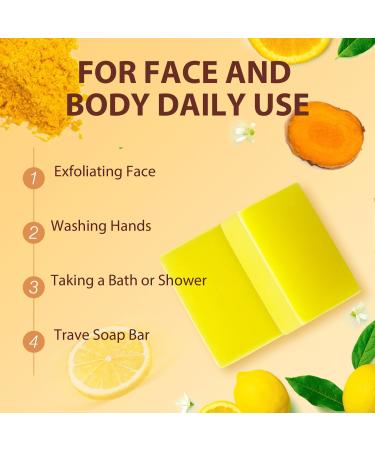 IREV Lemon Turmeric Kojic Acid Soap - Exfoliating & Cleansing Bar for Dark Spots Acne Face & Body - 200g/7OZ - Buy Online on GoSupps.com