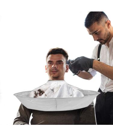 Hair cutting cape barber Cape umbrella for men women, haircut Salon Capes for hair stylist, Beard Shaving Waterproof Hairdressing Kit Accessories for Adult Kids (silver)