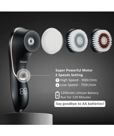 Electric Facial Cleansing Brush with 4 Brush Heads for Deep Exfoliating and Massaging - Rechargeable and Waterproof - For Women & Men - Black & Rose Gold - Buy Online on GoSupps.com