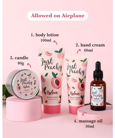 Peach Scent Spa Gift Set for Women - 8 Piece Bath and Body Set with Bath Bomb, Candle, and Massage Oil - Ideal Gifts for Her - Buy Online on GoSupps.com