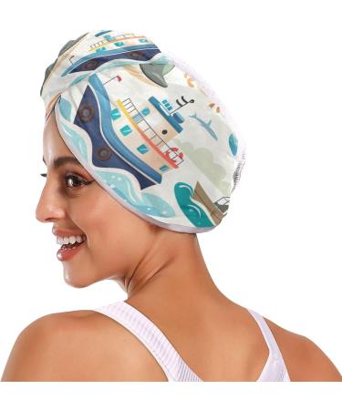 Yacht Whale Hair Towel 2 Pack | Super Absorbent Quick Dry Hair Turbans for Women & Girls - Buy Online on GoSupps.com