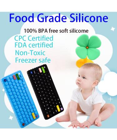 Whisary Keyboard Shape Teething Toys with Pacifier Clip - Silicone Baby Teether for Babies 0-36 Months (Gray/Black) - Buy Online on GoSupps.com
