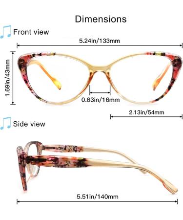 HEEYYOK 4-Pack Cat Eye Fashion Readers for Women - Flower Pattern Spring Hinges 2.5 Diopters - Stylish and Comfortable Eyewear - Buy Online on GoSupps.com
