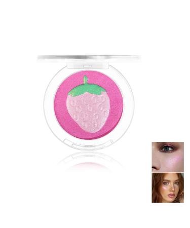 Highlighting Powder - Sculpting Illuminating Shimmer Makeup Powder 4 Shades for Multi-Use Eyes Cheeks Brows Lips 0.22OZ/9g (03#Strawberry)