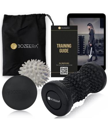 Hedgehog ball foot massage set | 1x foot massager 1x massage ball with nubs 1x lacrosse ball |Massage balls for back legs feet |Hedgehog balls hard foot massage roller Mittelhart | incl.Video poster & bag