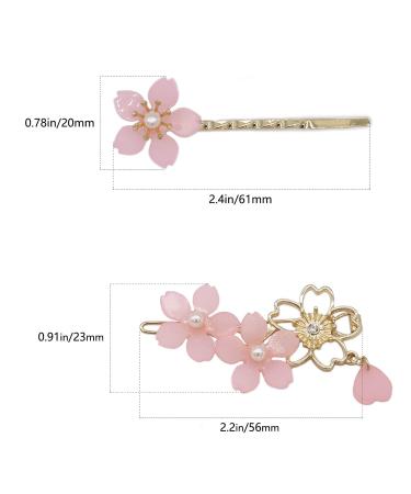 Sakura Pearl Hair Clip Set - 4Pcs Alloy Bobby Pins Barrette for Women & Girls - Buy Online on GoSupps.com