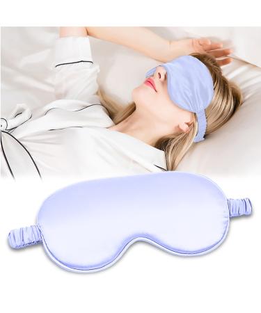 Sleep Mask Silk Sleeping Eye Mask for Women Men Adjustable Light Comfy Eye Sleep Shade Cover Blindfold for Travel Yoga Nap (Blue)