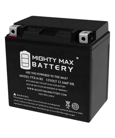Mighty Max Battery YTX14-BS Btty Replacement for Kawasaki KVF650 KSV700 KVF750 Brute Force