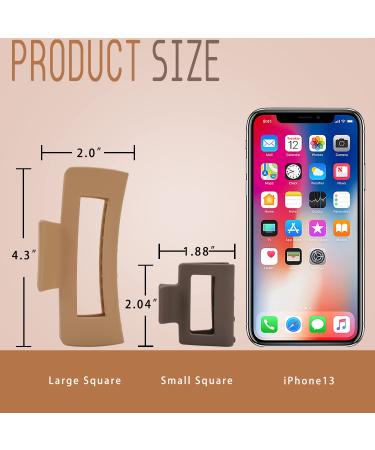 12 Pack Large Rectangle & Medium Square Hair Clips Set - Matte Claw Clips for Thick & Thin Hair, Neutral Colors - Strong Hold Hair Jaw Clips for Women - Buy Online on GoSupps.com