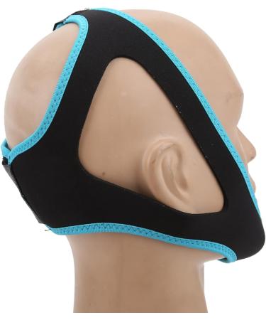 Adjustable Anti-Snoring Chin Strap - Black with Sky Blue Trim - Stop Snoring & Improve Sleep Quality - Buy Online on GoSupps.com