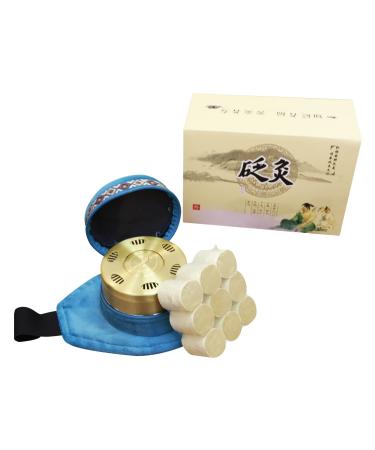 Moxibusion set portable fleece filter moxibusion bag 9 moxa sticks with adjustable Velcro pocket with a stone mopics box moxibustion for pain relief neck and knee-off relief
