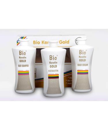 Bio Keratin Gold 3 Pack Hair Care and Keratin Treatment with Shampoo and Conditioner 2100ml Silicone Free Paraben Free Sulfate Free for Dull and Dry Hair - Buy Online on GoSupps.com