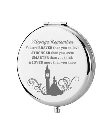 KEYCHIN Princess Cinder Ella Pocket Mirror Fairy Tale Fans Gift Always Remember You are Braver Stronger Smarter Than You Think Compact Makeup Mirror for Women Girls Teenagers (Cinder Ella Mirror-S)