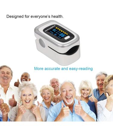 WRINERY Oxygen Saturation Monitor - Portable Pulse Oximeter Fingertip with OLED Display Batteries & Lanyard (Silver-White) - Shop Internationally - Buy Online on GoSupps.com