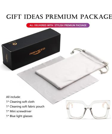 AIEYEZO Oversized Blue Light Glasses for Women | Anti-Fatigue & Headache Relief | Clear Grey Eyeglasses 52mm - Shop Now - Buy Online on GoSupps.com