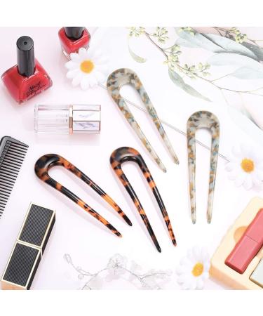 Sioppkik U-Shaped Hairpins - 4 Pack French Style Turtle Shell Hair Accessories for Women - Metal Updo Hairpins for Chignons and Styling - Buy Online on GoSupps.com