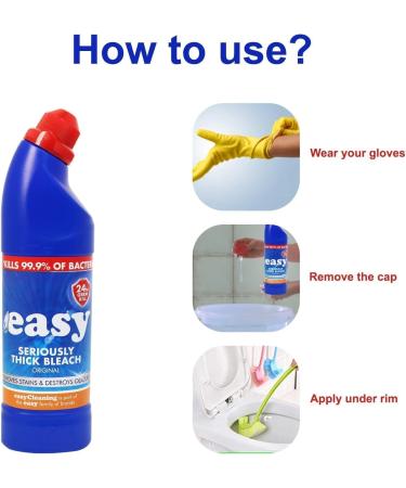 Easy Thick Bleach 24-Hour Toilet Bleach Cleaner 6x750ml - Powerful Formula Germ-Killing Strength | Includes Bonus DirtBuster Gloves by Sucasa - Buy Online on GoSupps.com