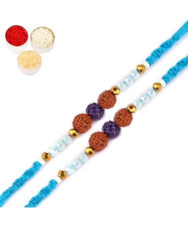 Ghasitaram Gifts Rakhi for Brother Rakhis Online -Set of 2-1907- Rudraksh Rakhi