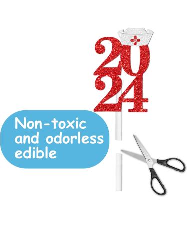 18pcs Red Glitter Dessert Cupcake Topper Congrats Nurse Theme Decorations Boys Girls 2024 College Graduation Party Decor Supplies - Buy Online on GoSupps.com