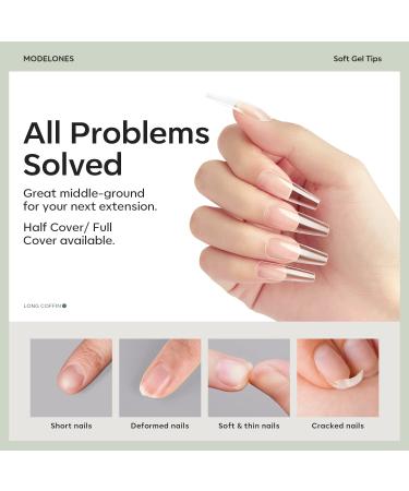 Modelones Long Coffin Nail Tips - 500Pcs Clear False Acrylic Full Cover Gel Nails for DIY Salon-quality Nail Extensions - Buy Online on GoSupps.com