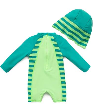 Bonverano Baby Boys Swimsuit 12-18 Months - Green Dinosaur Long-Sleeve One Piece Swimwear | UPF 50+ Sun Protection - Buy Online on GoSupps.com