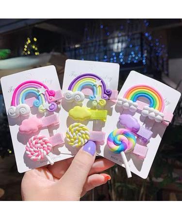 12 Pack Cartoon Hair Clips for Kids - Multicolored Silicone Hair Accessories with Rainbow & Cloud Designs for Birthdays Parties & Holidays - Buy Online on GoSupps.com