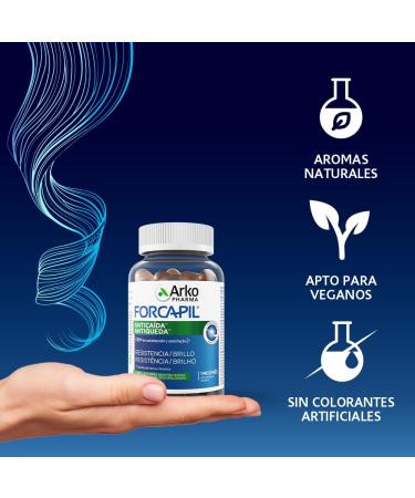 Arkopharma Forcapil Antichute Gummies 60 bonbons en caoutchouc faible en sucre force r sistance et brillance des cheveux convient aux v g taliens vitamines cheveux biotine compl ment - Buy Online on GoSupps.com