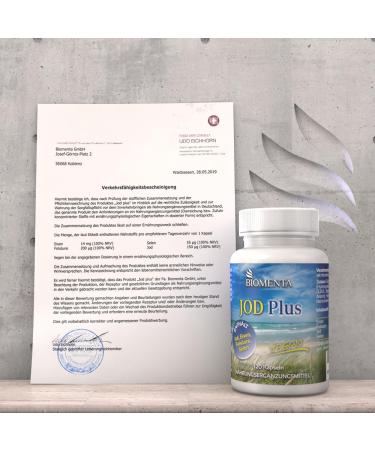BIOMENTA Iodine Plus - 120 High-Dose Vegan Capsules with Selenium Folic Acid & Iron - Premium Quality for Optimal Health - Buy Online on GoSupps.com