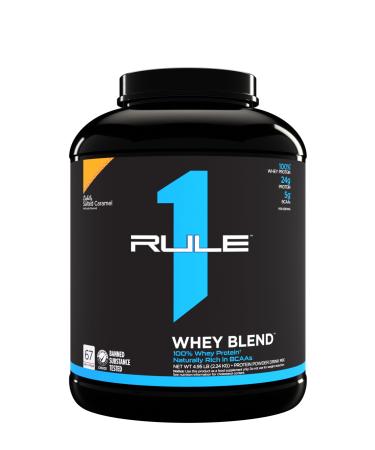 Rule 1 Whey Blend | 100% Whey Protein From Whey Concentrates Isolates & Hydrolysates | 24 Grams Protein 5 Grams BCAAs & 4 Grams Glutamine Per Serving (5LB Lightly Salted Caramel) Lightly Salted Caramel 5LB