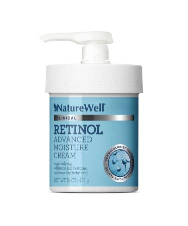 NATUREWELL Clinical 2.0 Retinol Advanced Moisture Cream for Face, Body, & Hands, Boosts Skin Firmness, Enhances Skin Tone, No Greasy Residue, Includes Pump, 16 Oz Single Retinol 2.0