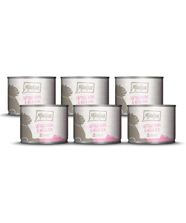 Mjamjam - Premium wet food for cats - juicy chicken and wild salmon 6 -pack (6 x 200 g) grain free with extra meat chicken + wild salmon 200 g (6 Pack)