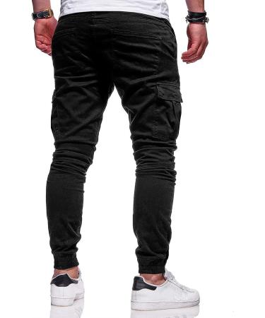 BUXKR Men's Black Cargo Pants - Casual Hiking Joggers for Men - Size Large - Buy Online on GoSupps.com