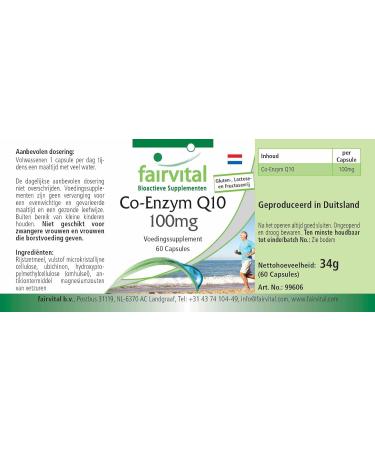 Fairvital | Co-enzyme Q10 100mg - 2 months - VEGAN - Highly dosed - 60 capsules - ubiquinone - Buy Online on GoSupps.com