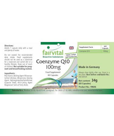 Fairvital | Co-enzyme Q10 100mg - 2 months - VEGAN - Highly dosed - 60 capsules - ubiquinone - Buy Online on GoSupps.com