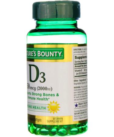 Nature's Bounty Vitamin D3 2000 IU Softgels 150 ea (Pack of 4) - Buy Online on GoSupps.com