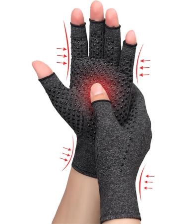 Buy Arthritis Gloves for Men & Women | Fingerless Compression Gloves for Rheumatoid & Osteoarthritis Relief - Stylish Grey (M - Buy Online on GoSupps.com
