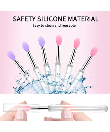 Arqumi Silicone Lip Brush Set - 6 PCS Makeup Brushes with Dirt-proof Caps, Lipstick Applicator Brushes for Lip Gloss, Eyeshadow, Lip Cream - Pink & Purple - Buy Online on GoSupps.com