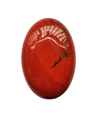 Manekieko Natural Red Jasper Worry Stones Oval Palm Pocket Healing Crystal Massage Spa Energy Stone