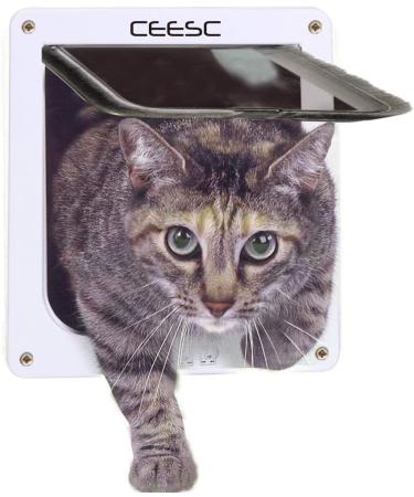 CEESC Cat Flap Door with 4 Way Lock - M Size 6.18 x 6.30 - White - Buy Online on GoSupps.com