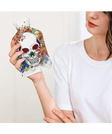 Skull Flowers Hot Water Bottle Cover | Plush Hand Warmer for Adults & Kids - 26.5x15.3cm | International Shipping Available - Buy Online on GoSupps.com